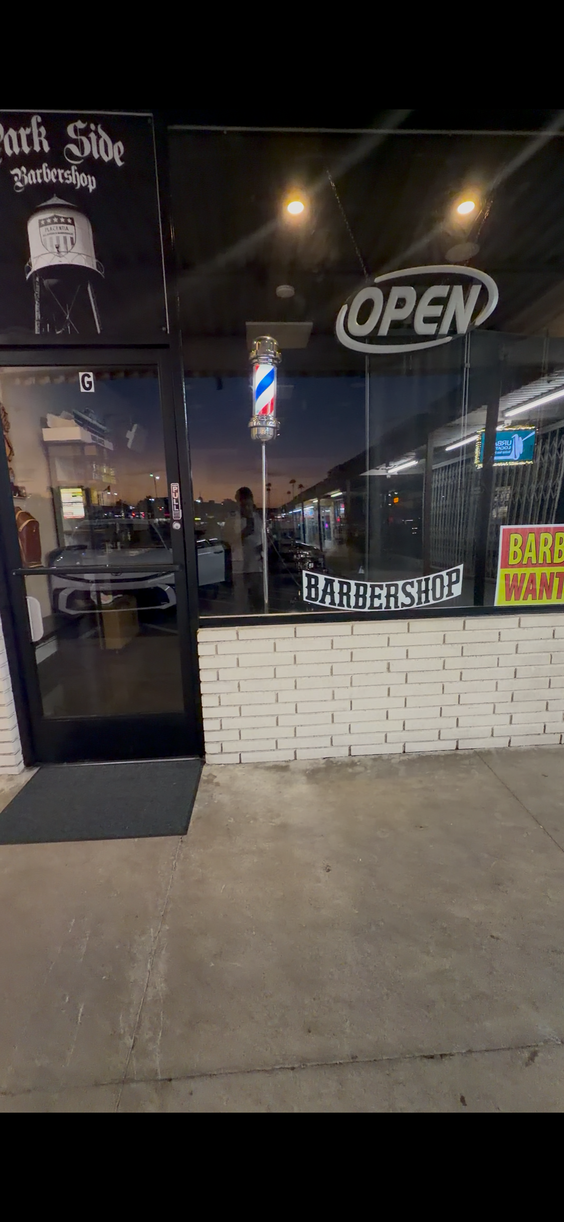 Park Side Barbershop exterior in Placentia
